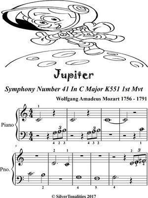 cover image of Jupiter K551 First Movement Beginner Piano Sheet Music